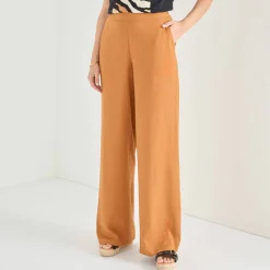 Pantalon large viscose/lin