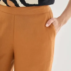 Pantalon large viscose/lin