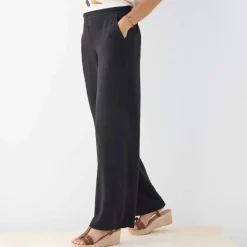 Pantalon large viscose/lin