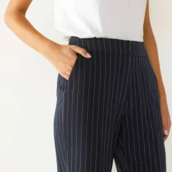 Pantalon 7/8ème coupe cigarette, imprimé rayé