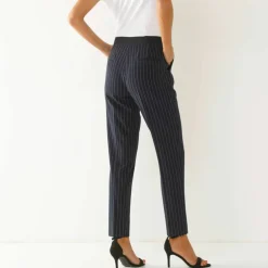 Pantalon 7/8ème coupe cigarette, imprimé rayé