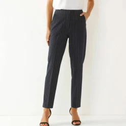Pantalon 7/8ème coupe cigarette, imprimé rayé