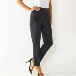 Pantalon 7/8ème coupe cigarette, imprimé rayé
