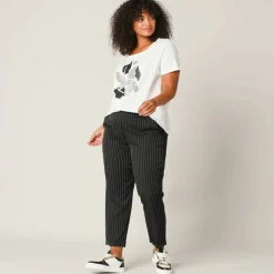 Pantalon 7/8ème fuselé rayé