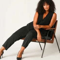 Pantalon 7/8ème fuselé rayé