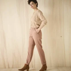 Pantalon 7/8ème fuselé rayé