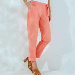 Pantalon 7/8ème fuselé uni, tissu fluide