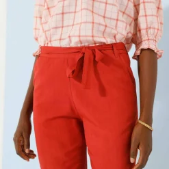 Pantalon 7/8ème fuselé uni, tissu fluide