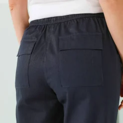Pantalon mom 7/8ème uni, coton