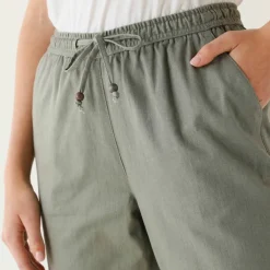 Pantalon mom 7/8ème uni, coton