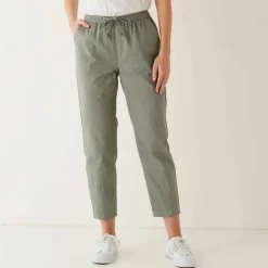 Pantalon mom 7/8ème uni, coton