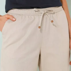 Pantalon mom 7/8ème uni, coton