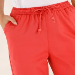 Pantalon mom 7/8ème uni, coton