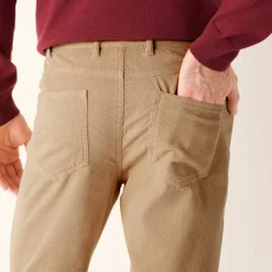 Pantalon 5 poches velours fines côtes élastiqué côtés