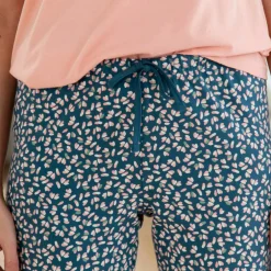 Pantalon pyjama imprimé minimaliste fleuri