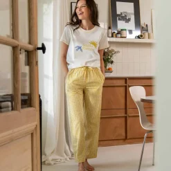 Pantalon pyjama large à carreaux