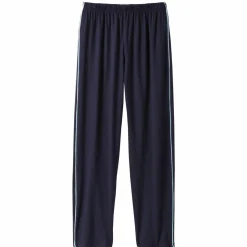 Pantalon pyjama uni coton piping contrasté