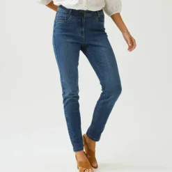 Pantalon slim, taille haute, moyenne stature