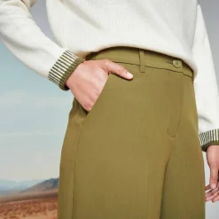 Pantalon taille haute, effet jupe-culotte