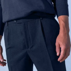 Pantalon taille élastiquée à pinces - polyester