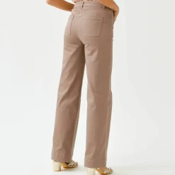 Pantalon twill coupe large taille haute, grande stature
