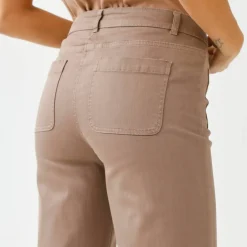 Pantalon twill coupe large taille haute, grande stature