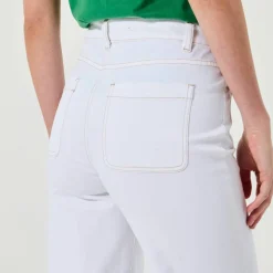 Pantalon twill coupe large taille haute, petite stature