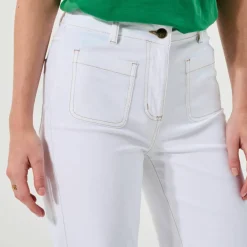 Pantalon twill coupe large taille haute, petite stature