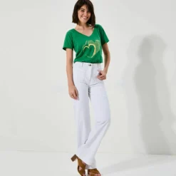 Pantalon twill coupe large taille haute, petite stature