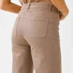 Pantalon twill coupe large taille haute, stature moyenne