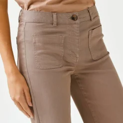 Pantalon twill coupe large taille haute, stature moyenne