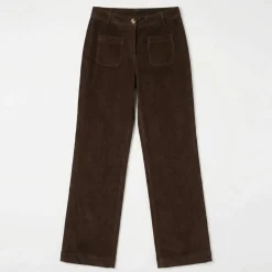 Pantalon velours coupe large taille haute, petite stature