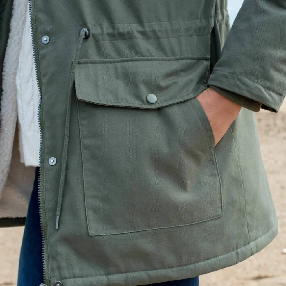 Parka déperlante à capuche, doublée polaire sherpa