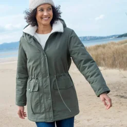 Parka déperlante à capuche, doublée polaire sherpa