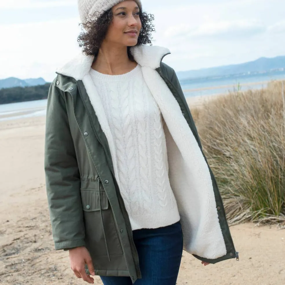 Parka déperlante à capuche, doublée polaire sherpa