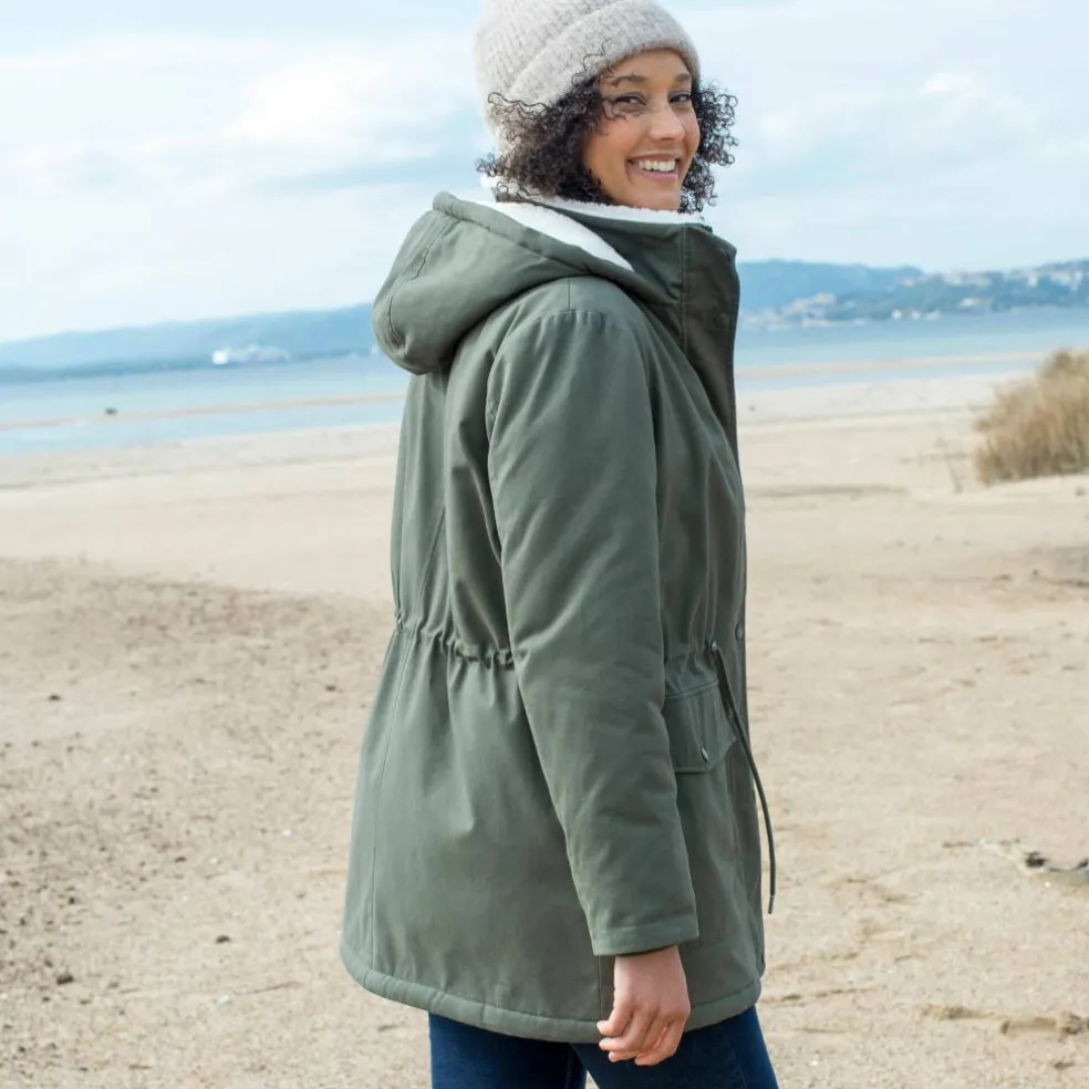 Parka déperlante à capuche, doublée polaire sherpa