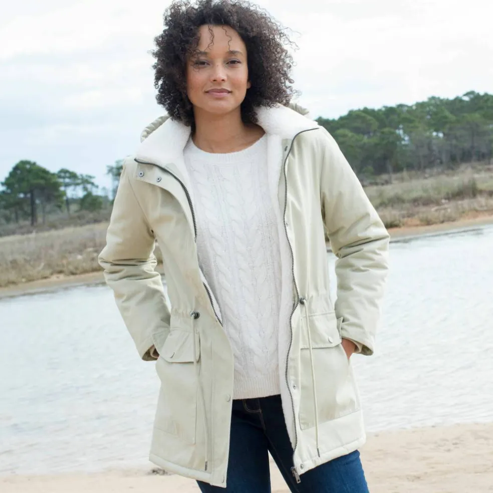Parka déperlante à capuche, doublée polaire sherpa