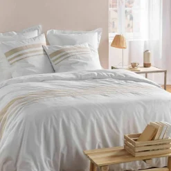 Parure de lit Margot rayures, coton et lin