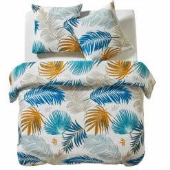 Parure de lit Palma imprimée feuilles de palmier en coton