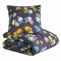 Parure de lit taie(s) + housse de couette Soizic imprimée fleurs en coton