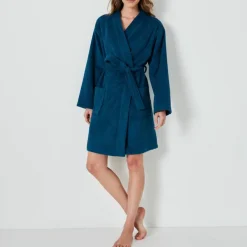 Peignoir court adulte col kimono - éponge bouclette 380 g/m²