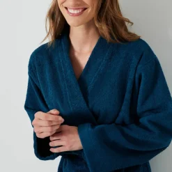 Peignoir court adulte col kimono - éponge bouclette 380 g/m²