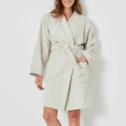 Peignoir court adulte col kimono - éponge bouclette 380 g/m²