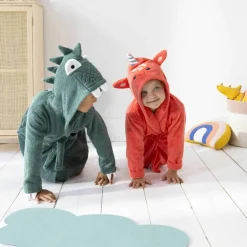 Peignoir de bain déguisement enfant dinosaure éponge coton - 340g/m²