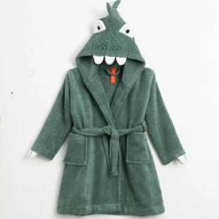 Peignoir de bain déguisement enfant dinosaure éponge coton - 340g/m²