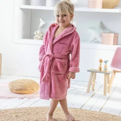 Peignoir de bain enfant à capuche licorne personnalisable microfibre
