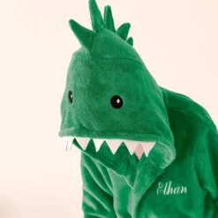 Peignoir de bain enfant à capuche personnalisable dinosaure microfibre