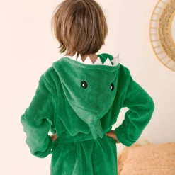 Peignoir de bain enfant à capuche personnalisable dinosaure microfibre