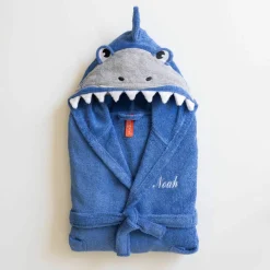 Peignoir de bain enfant à capuche requin personnalisable - 340g/m²