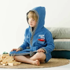 Peignoir de bain enfant à capuche voiture personnalisable éponge coton - 340 g/m²